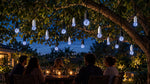 Hanging Lights in a backyard tree canopy